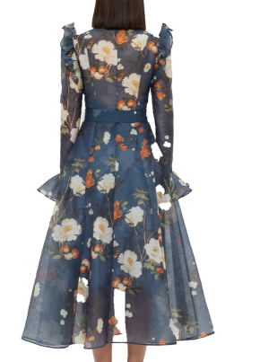 Leo Liin Multi Pear Blossom Katrina Midi Dress 7