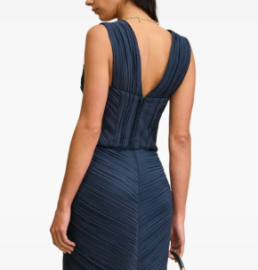 Cult Gaia Navy Blue Pleated Sweetheart-Neck Top 2