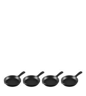 Le Creuset Gourmand Cast Iron Mini Skillet, Set of 4, 16cm, Satin Black 3