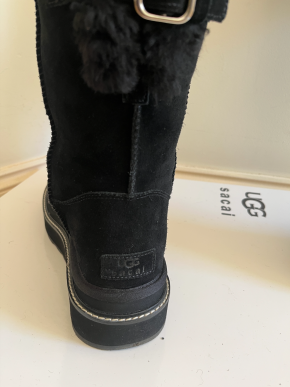 Sacai x Ugg Black Over The Knee Sheepskin Boots 2025 6