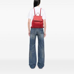 Bottega Veneta Red Leather Intrecciato Backpack 7