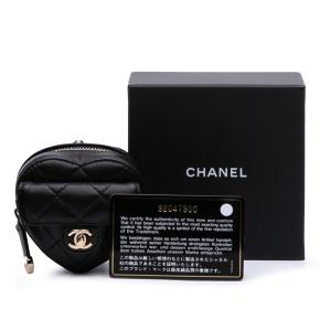 Chanel Black Lambskin CC in Love Heart Necklace Bag 11