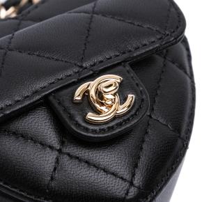 Chanel Black Lambskin CC in Love Heart Necklace Bag 5