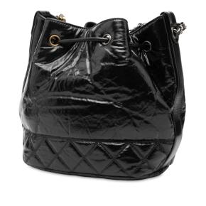 Chanel Black Shiny Aged Calfskin CC Chain Drawstring Bucket Bag 3