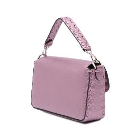 Fendi Pink Mini Metallic Leather Baguette Satchel 2