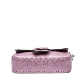 Fendi Pink Mini Metallic Leather Baguette Satchel 3