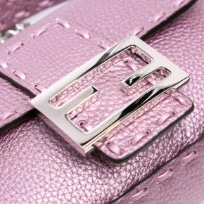 Fendi Pink Mini Metallic Leather Baguette Satchel 6