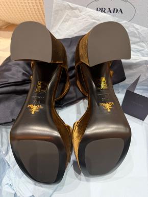 Prada Velvet Peep Toe Sandals 3