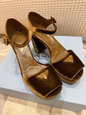 Prada Velvet Peep Toe Sandals 4