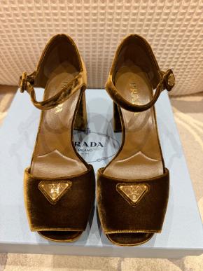 Prada Velvet Peep Toe Sandals 11