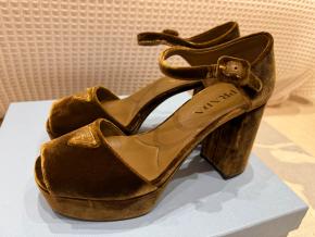 Prada Velvet Peep Toe Sandals 2
