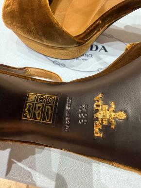 Prada Velvet Peep Toe Sandals 10