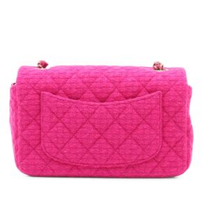 Chanel Pink Mini Rectangular Classic Tweed Single Flap 2