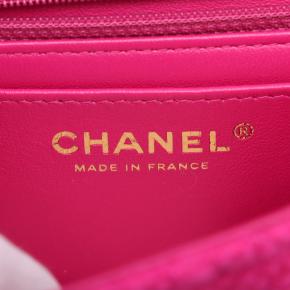 Chanel Pink Mini Rectangular Classic Tweed Single Flap 6