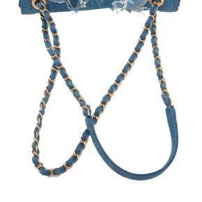 Chanel Blue Medium Shearling Denim Egypt Hieroglyph Single Flap 14