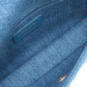 Chanel Blue Medium Shearling Denim Egypt Hieroglyph Single Flap 3