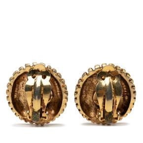 Chanel Gold Plated Rhinestone Sunburst Clip On Earrings 2