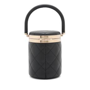 Chanel Black CC Quilted Lambskin Round Top Handle Vanity Bag 2