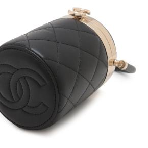 Chanel Black CC Quilted Lambskin Round Top Handle Vanity Bag 5