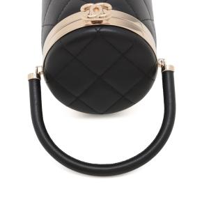 Chanel Black CC Quilted Lambskin Round Top Handle Vanity Bag 7