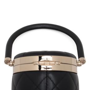 Chanel Black CC Quilted Lambskin Round Top Handle Vanity Bag 8