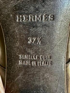 Hermes Vintage Black Leather Ladies Brogues 5