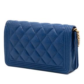 Chanel Blue Quilted Caviar Boy Wallet on Chain 2