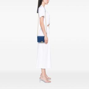 Chanel Blue Quilted Caviar Boy Wallet on Chain 7