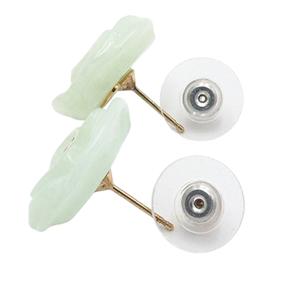 Chanel Green  Resin Gold Plated Camellia Push Back Earrings 2