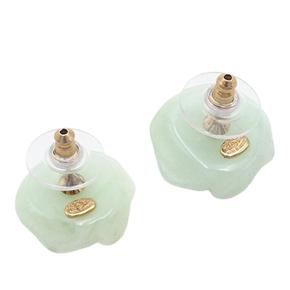 Chanel Green  Resin Gold Plated Camellia Push Back Earrings 3