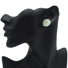 Chanel Green  Resin Gold Plated Camellia Push Back Earrings 6