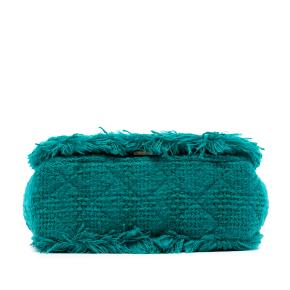 Chanel Turquoise Small Wool Tweed Giant Logo Flap 3