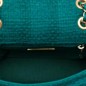 Chanel Turquoise Small Wool Tweed Giant Logo Flap 4
