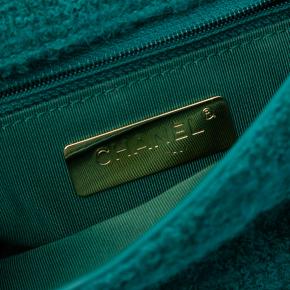 Chanel Turquoise Small Wool Tweed Giant Logo Flap 5