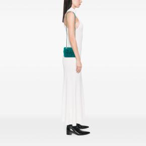 Chanel Turquoise Small Wool Tweed Giant Logo Flap 7