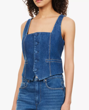 Paige Irene Shoulder-Straps Stretch-Denim Top 3