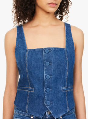 Paige Irene Shoulder-Straps Stretch-Denim Top 5