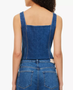 Paige Irene Shoulder-Straps Stretch-Denim Top 4
