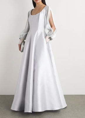 Alexis Mabille Piqué Organza-Sleeve Gown 5
