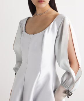 Alexis Mabille Piqué Organza-Sleeve Gown 4