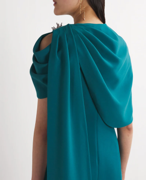 Huishan Zhang Embellished Isolde Fitted Cape Gown 4