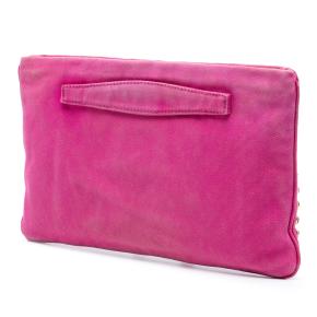 Prada Pink Canvas Canapa Studded Vernice Clutch 2