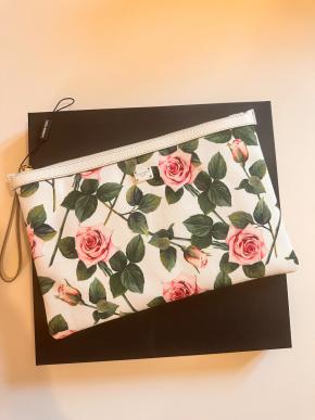 Dolce & Gabbana White Tropical Rose Pouch 2