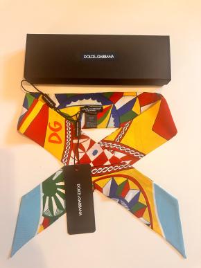 Dolce & Gabbana Floral Sicily Caretto Maiolica Twilly Scarf 2