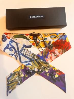 Dolce & Gabbana Floral Sicily Caretto Maiolica Twilly Scarf 6