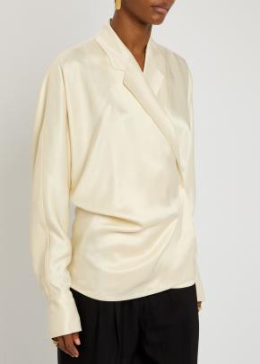 Toteme Beige Satin Wrap Blouse 2