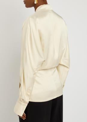 Toteme Beige Satin Wrap Blouse 4