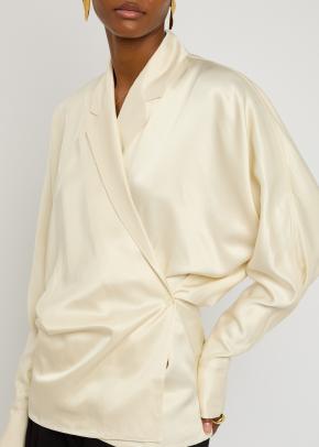 Toteme Beige Satin Wrap Blouse 3