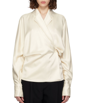 Toteme Beige Satin Wrap Blouse 6