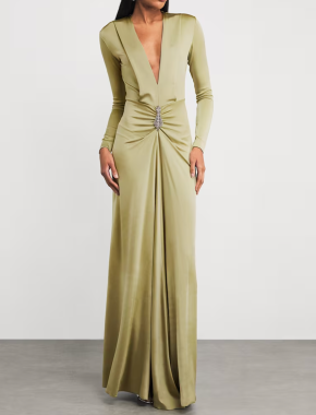 Victoria Beckham Long-Sleeve V-Neck Gown 3